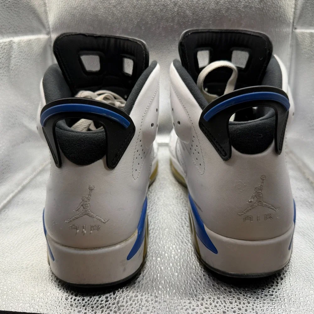 Size‎ 12 Air Jordan 6 Retro 2014 White/Sport Blue-Black Mens Shoes 384664-107